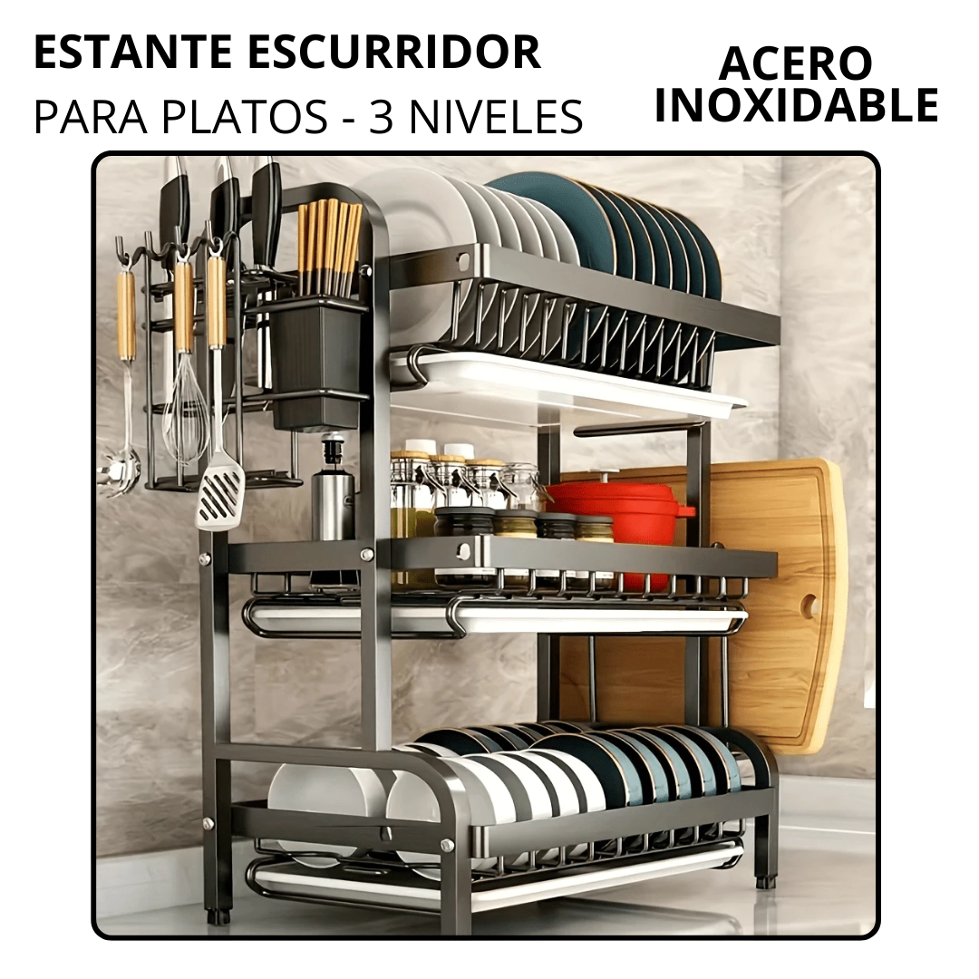 🔥BLACK FRIDAY🔥 | ESTANTE ESCURRIDOR PARA PLATOS DE 3 NIVELES + ENVÍO GRATIS